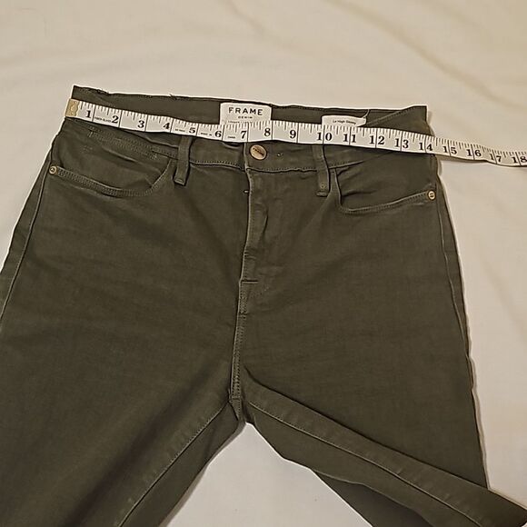 Frame Le High Skinny Jeans Women’s Size 29 Olive Green Stretch Denim Pockets - Picture 4 of 11